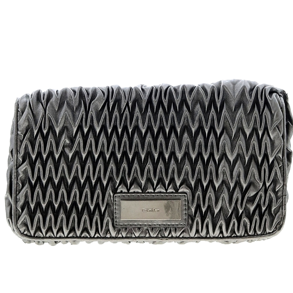 Calvin Klein Silver Clutch - 11.75" L, 8" H, 1.75" D